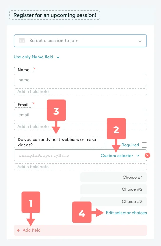 Screenshot 4 for What is conditional display logic and how do I set it up for the interactions in my eWebinar?