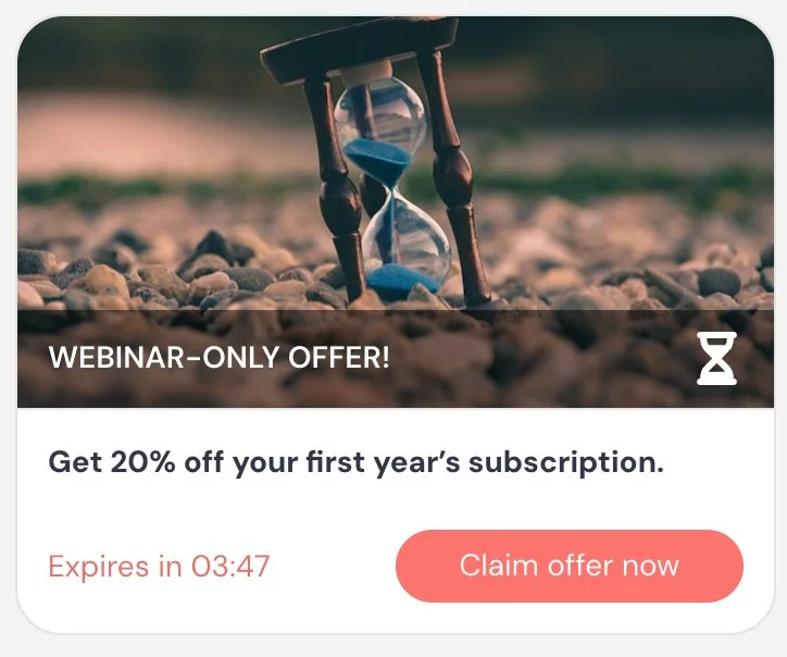 Webinar-only offer special offer interaction