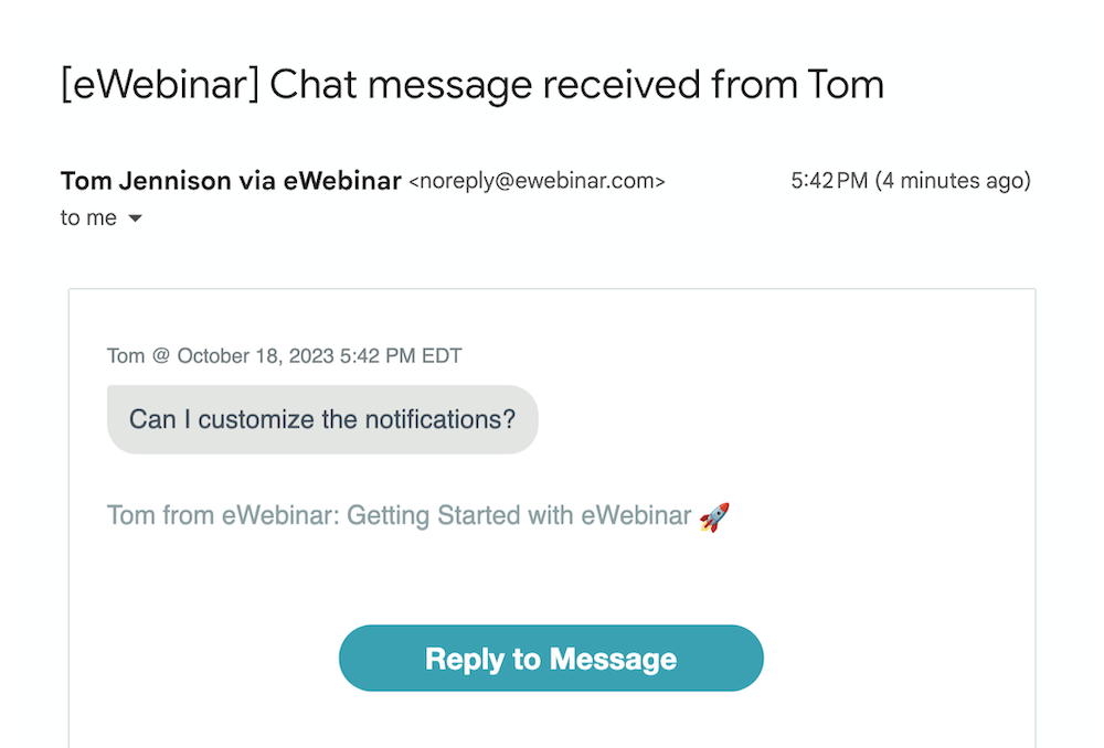 EWebinar Chat Respond by email View