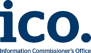ICO logo with blue text.