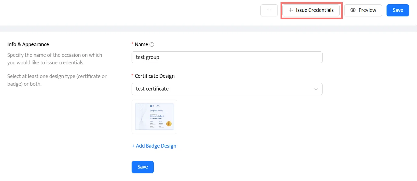 certifier issue credentials