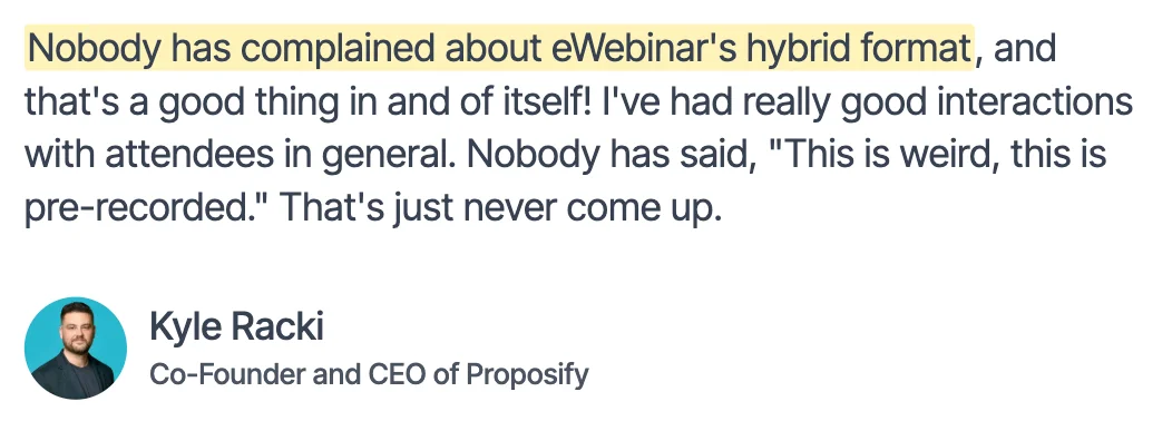Kyle Racki Proposify eWebinar Testimonial