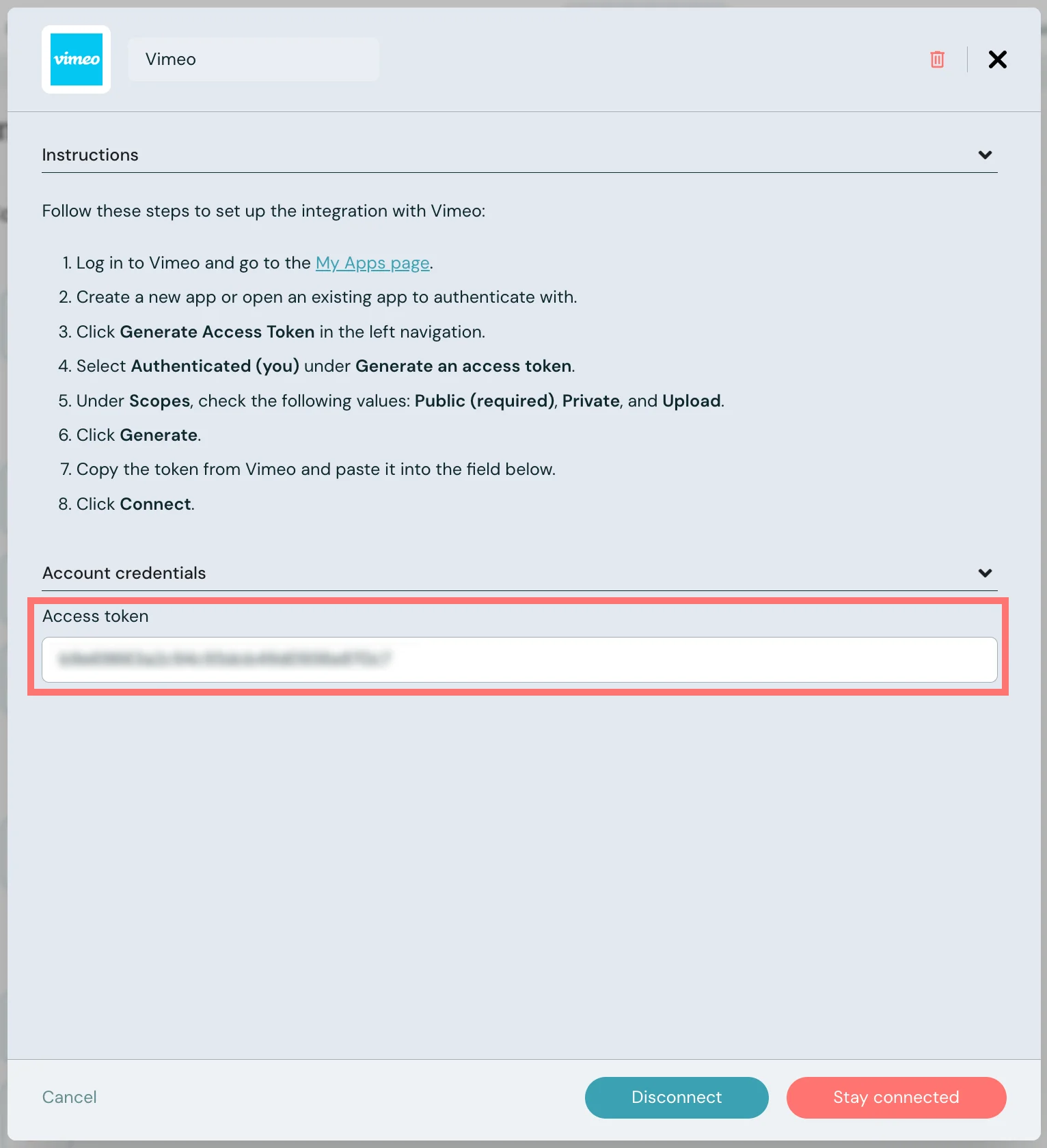 Screenshot 1 for What is eWebinar's integration with Vimeo and how does it work?