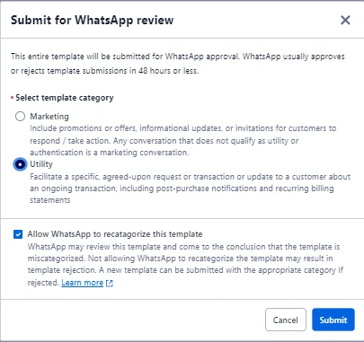 Screenshot 4 for How to use eWebinar's Twilio integration to send messages over WhatsApp?