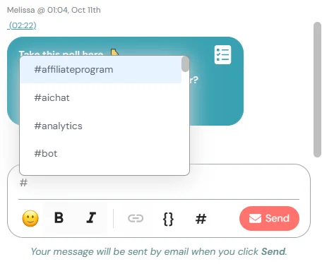 hashtag saved reply