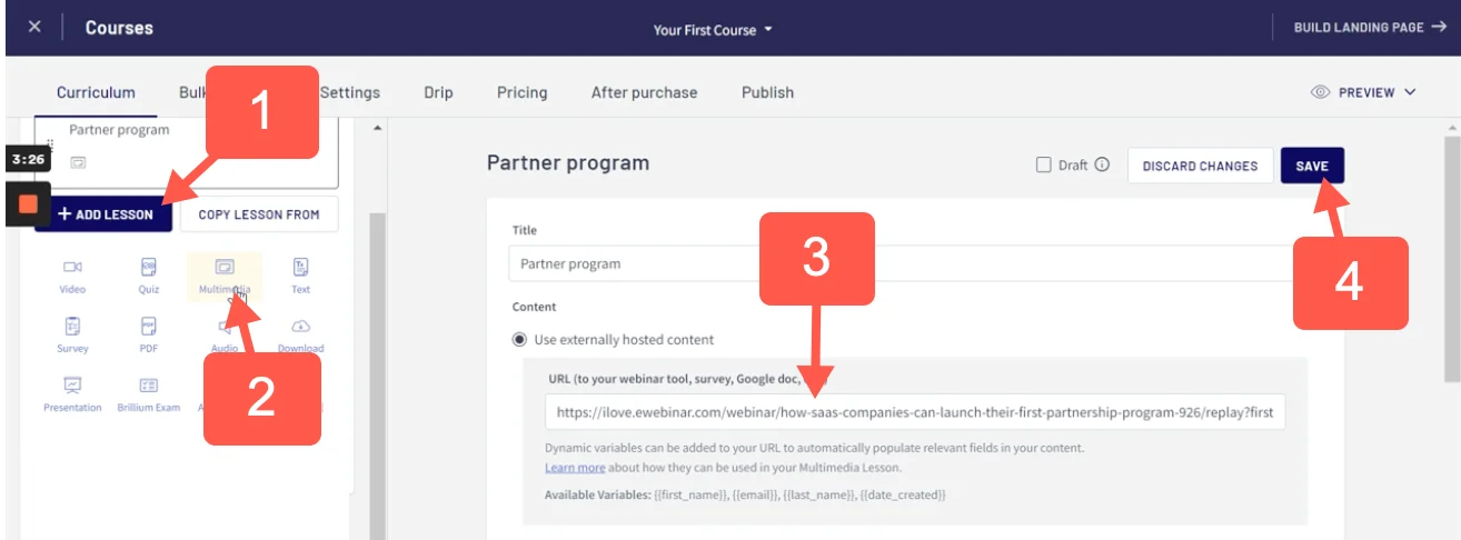 Screenshot 3 for What is the eWebinar integration with Thinkific and how do I set it up? + Thinkific FAQ