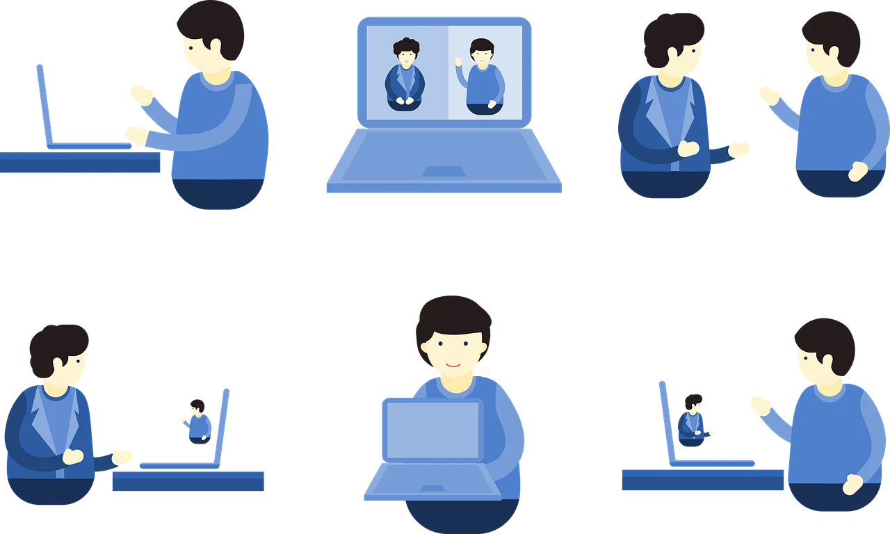 Man using a laptop computer for online meeting