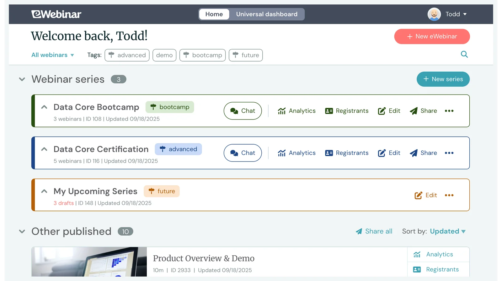 series folders on home page v3