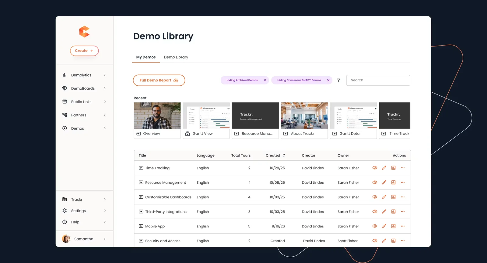 Consensus demo library homepage