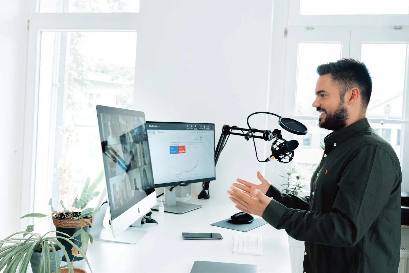 Man hosting a webinar