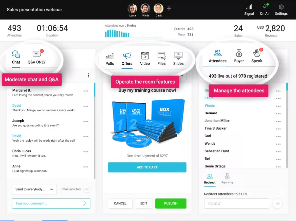 eWebinar homepage: Automate 100s of onboarding and training webinars without losing your personal touch.