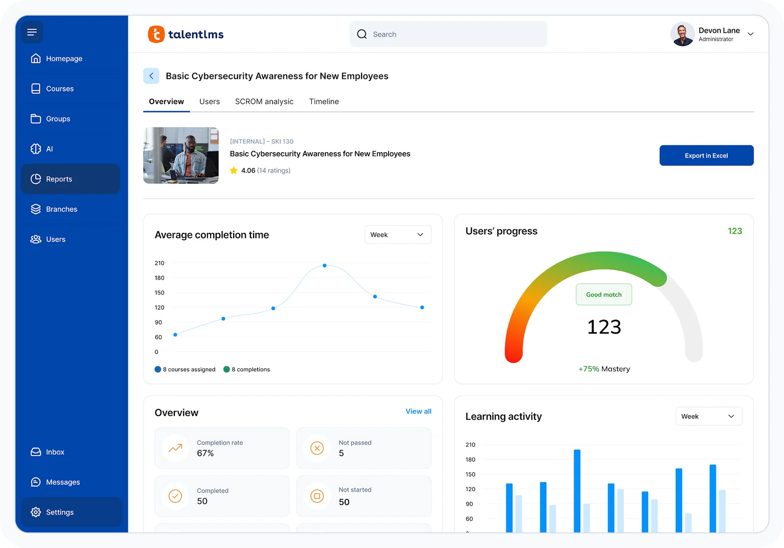 TalentLMS dashboard