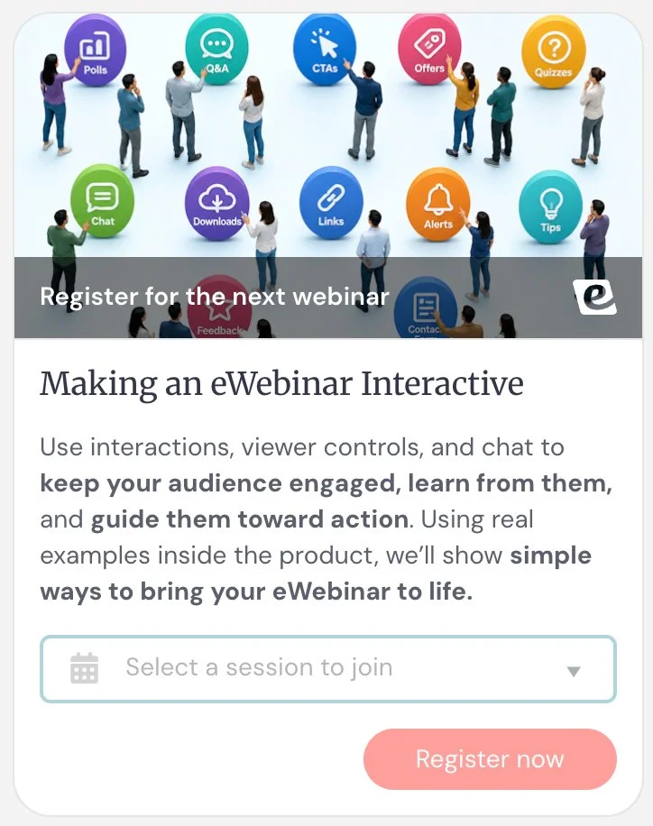 Next webinar interaction example from eWebinar Academy