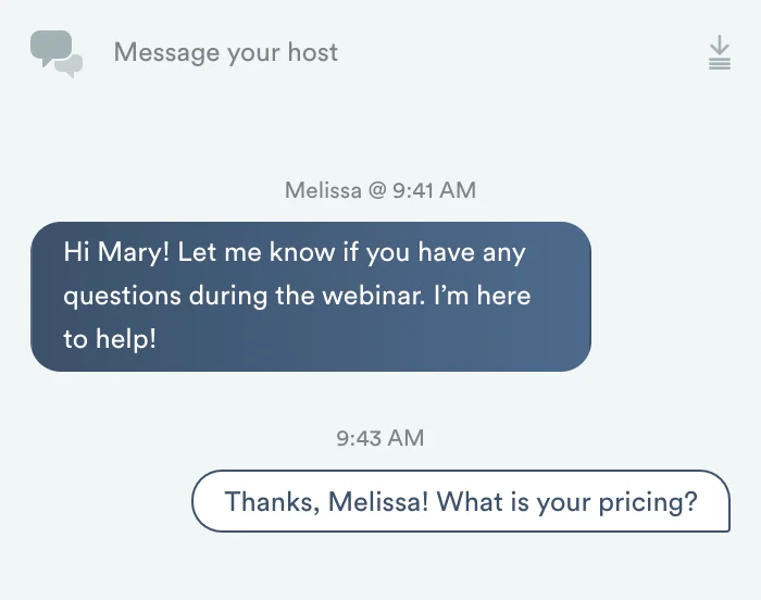 Screenshot 2 for How does chat work in eWebinar? + Chat FAQ
