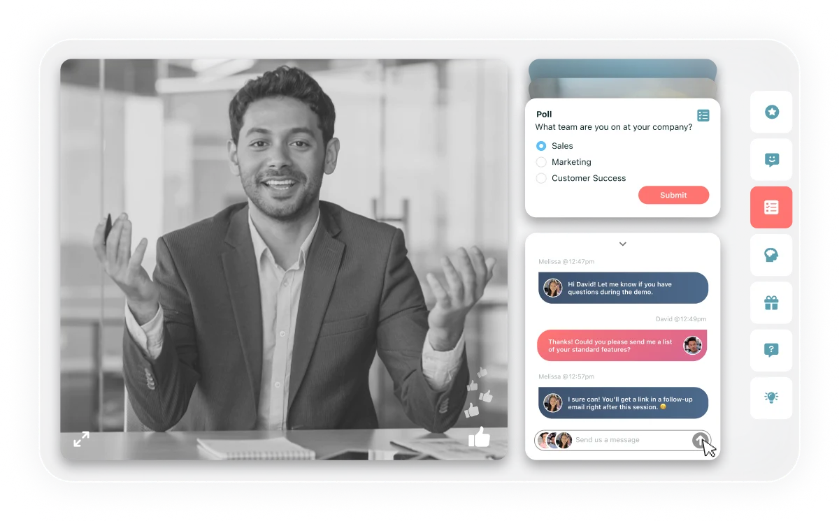 Man presenting sales demo with eWebinar