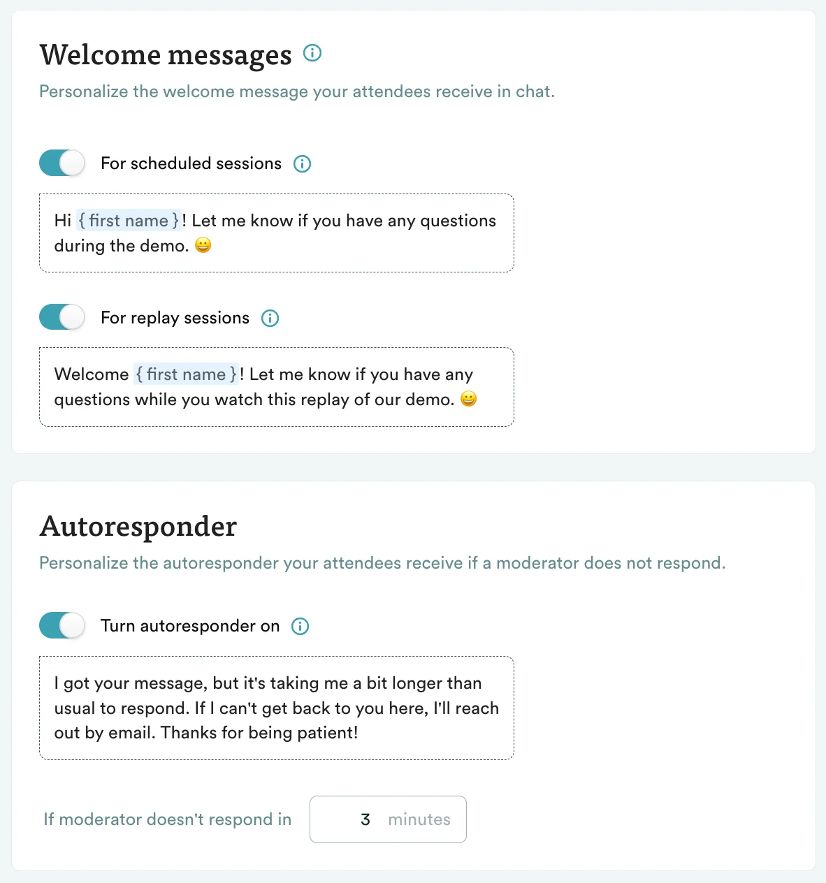 eWebinar welcome messages and autoresponse