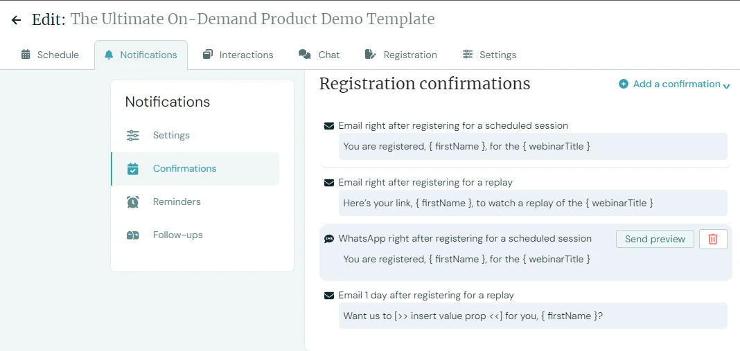 Screenshot 8 for How to use eWebinar's Twilio integration to send messages over WhatsApp?