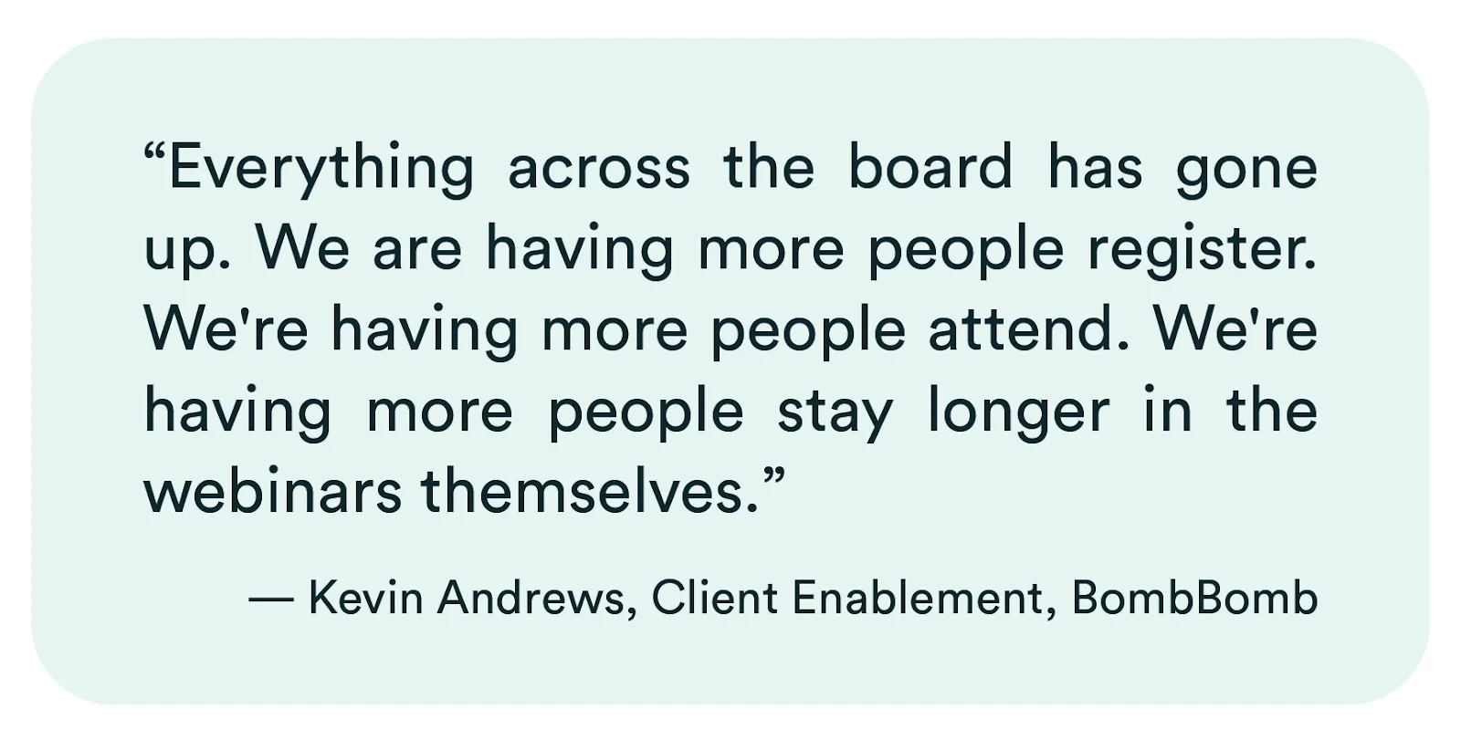 BombBomb eWebinar testimonial