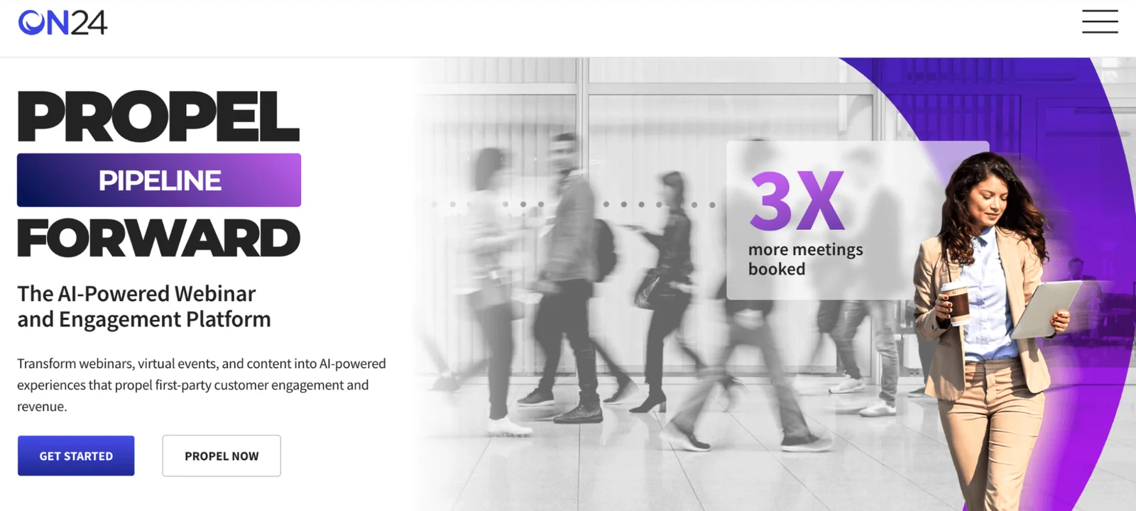 ON24 homepage: The AI-Powered Webinar and Engagement Platform