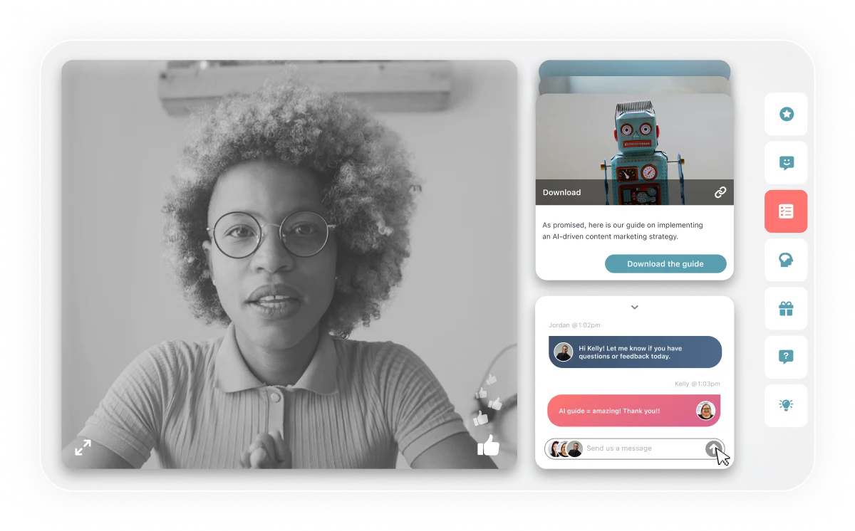 eWebinar presentation room with woman