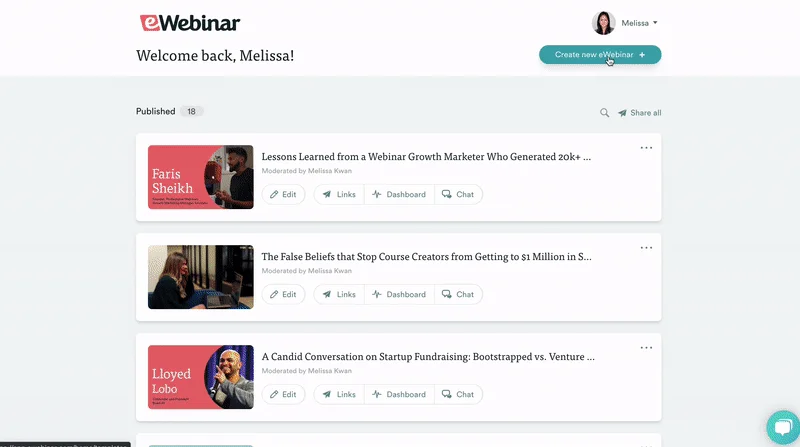 Gif of creating an eWebinar from the Profitable Webinar Template