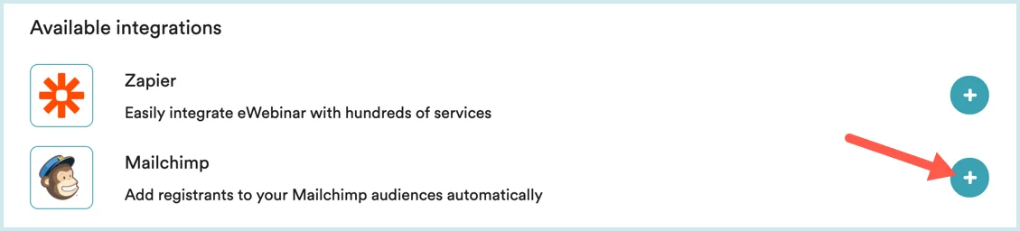 Screenshot 3 for How do I integrate eWebinar with MailChimp?