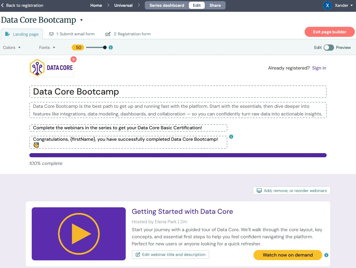 Screenshot 2 for How do I create a webinar series and manage the webinars in it?
