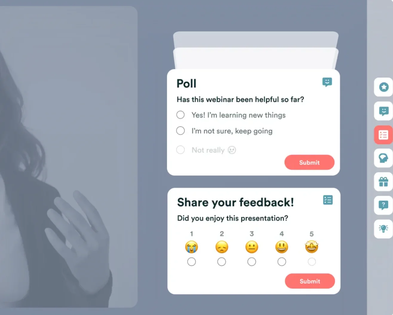 eWebinar feedback poll and rating interface