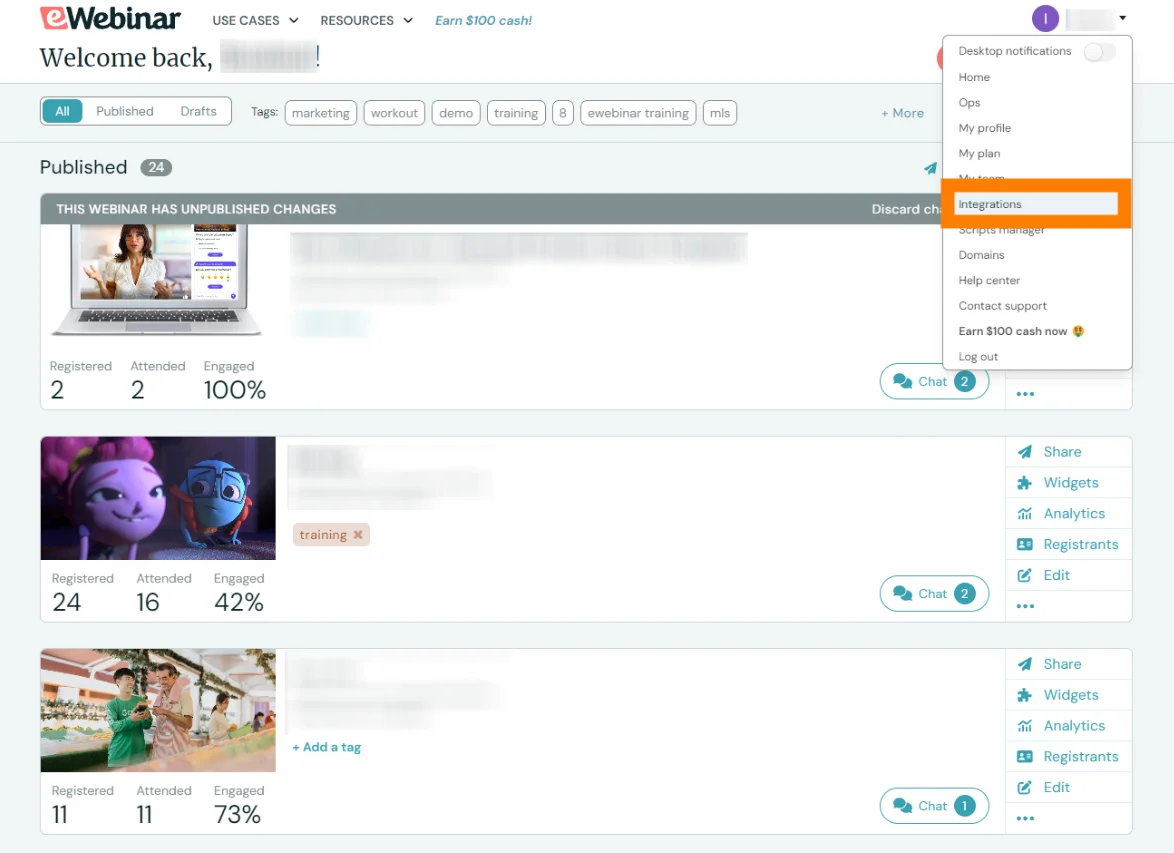 Screenshot 1 for How to use eWebinar's Twilio integration to send messages over WhatsApp?