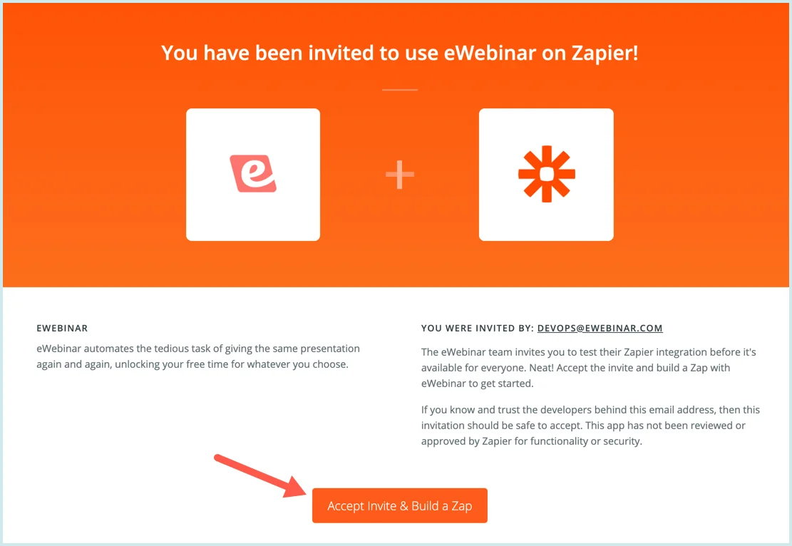 Screenshot 1 for How can I use Zapier to integrate eWebinar with other products?
