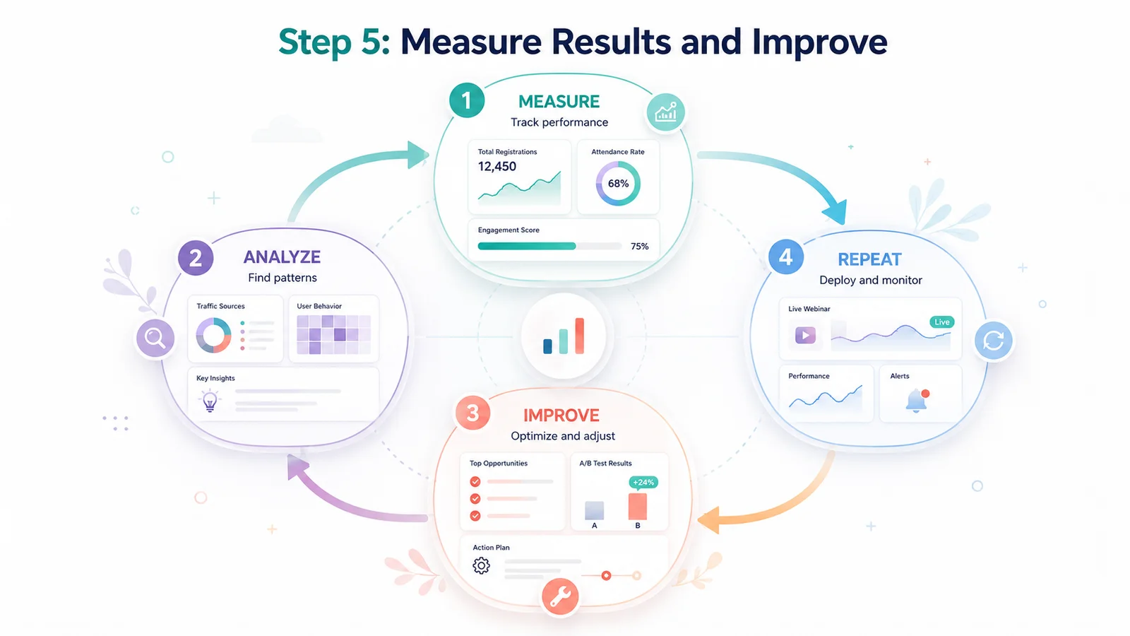 Infographic of a four-step performance improvement process.