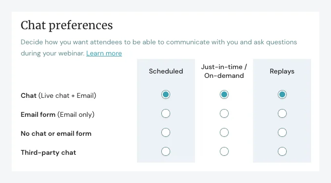 chat preferences