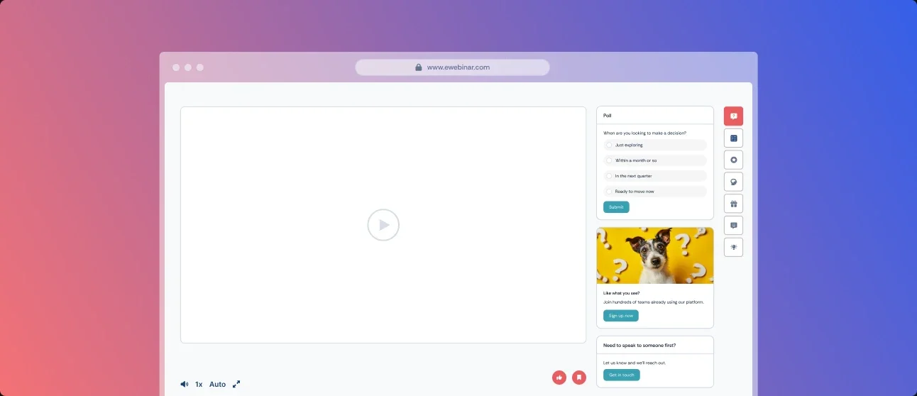 Animated eWebinar interface demonstrating automated customer onboarding and training