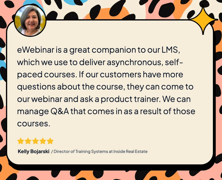 Kelly Bojarski Inside Real Estate eWebinar Testimonial on LMS Companion
