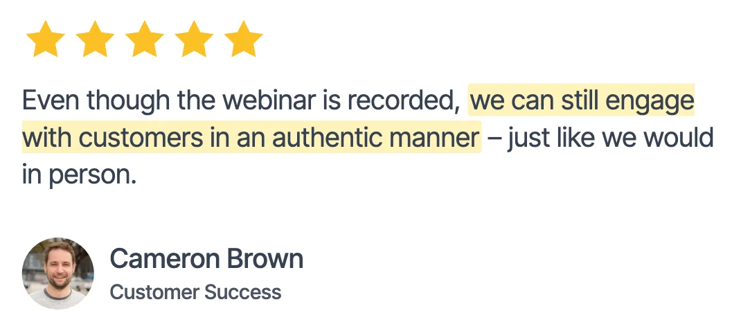 Cameron Brown Testimonial for eWebinar