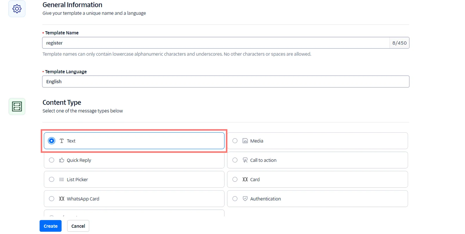 twilio create template 2