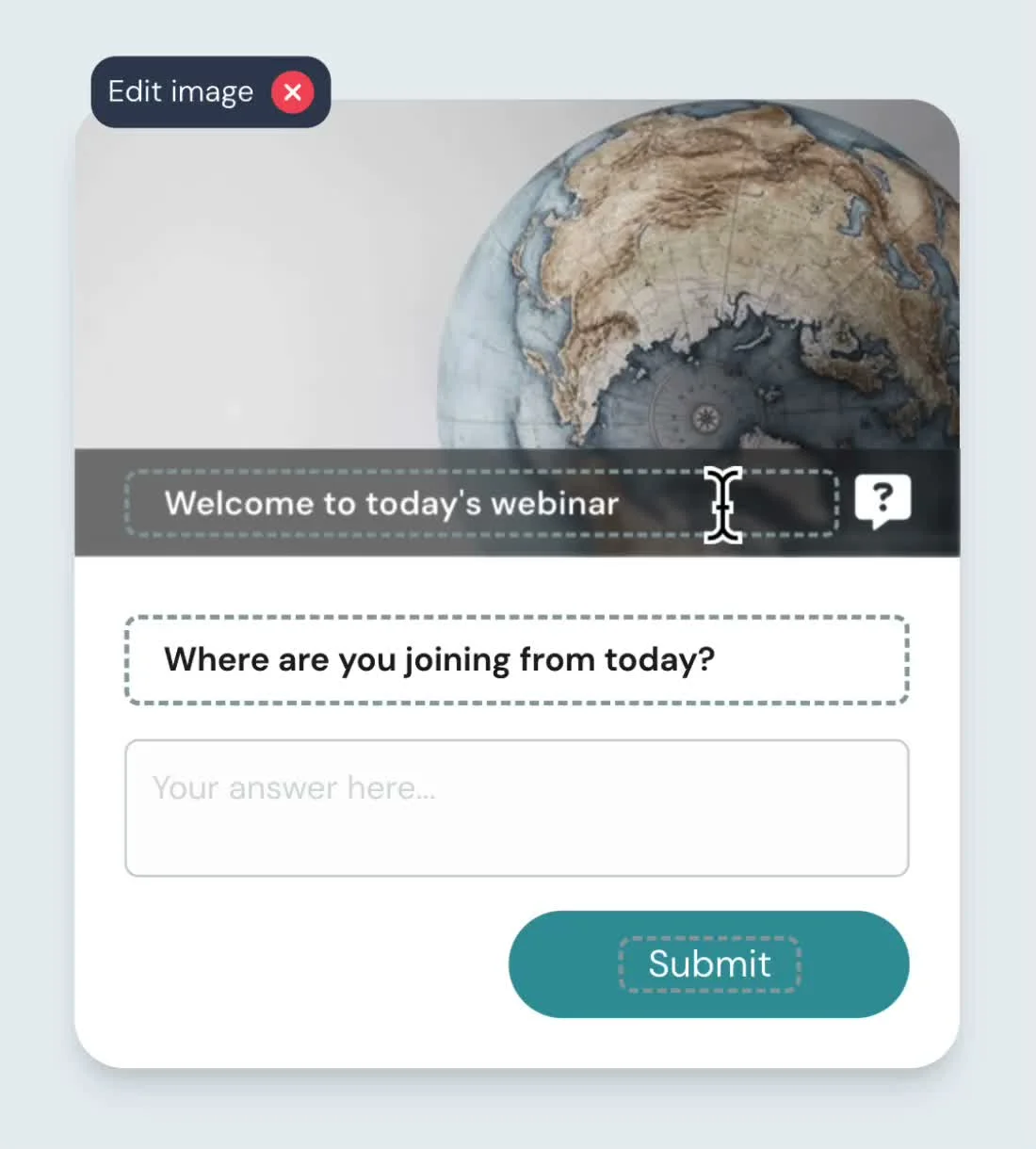 Customizing interaction copy and images in eWebinar