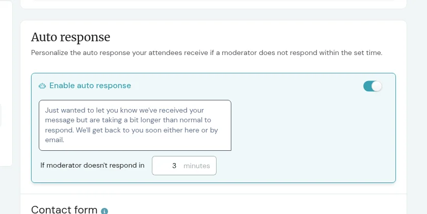 Auto response settings
