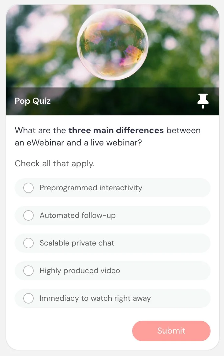 Pop quiz — three differences interaction