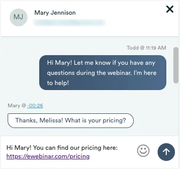 Screenshot 9 for How does chat work in eWebinar? + Chat FAQ