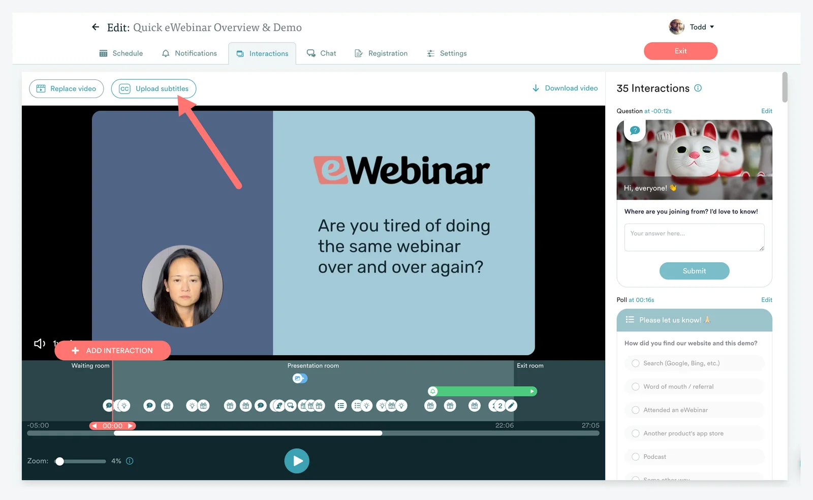 Screenshot 3 for How do I replace a video and add closed captions in my eWebinar?