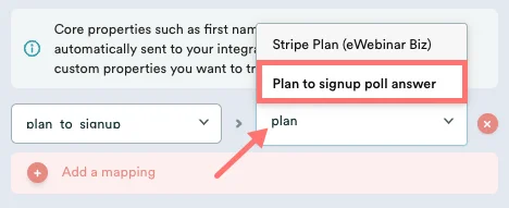 Screenshot 7 for How do I map and send properties (registrant data) from eWebinar to my CRM to use in email drip campaigns and automate workflows?