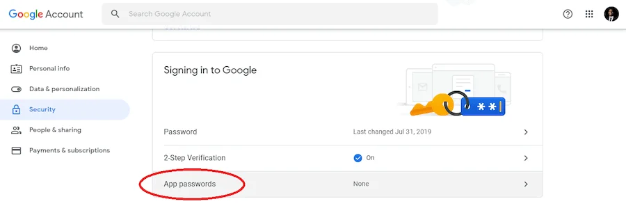 app passwords