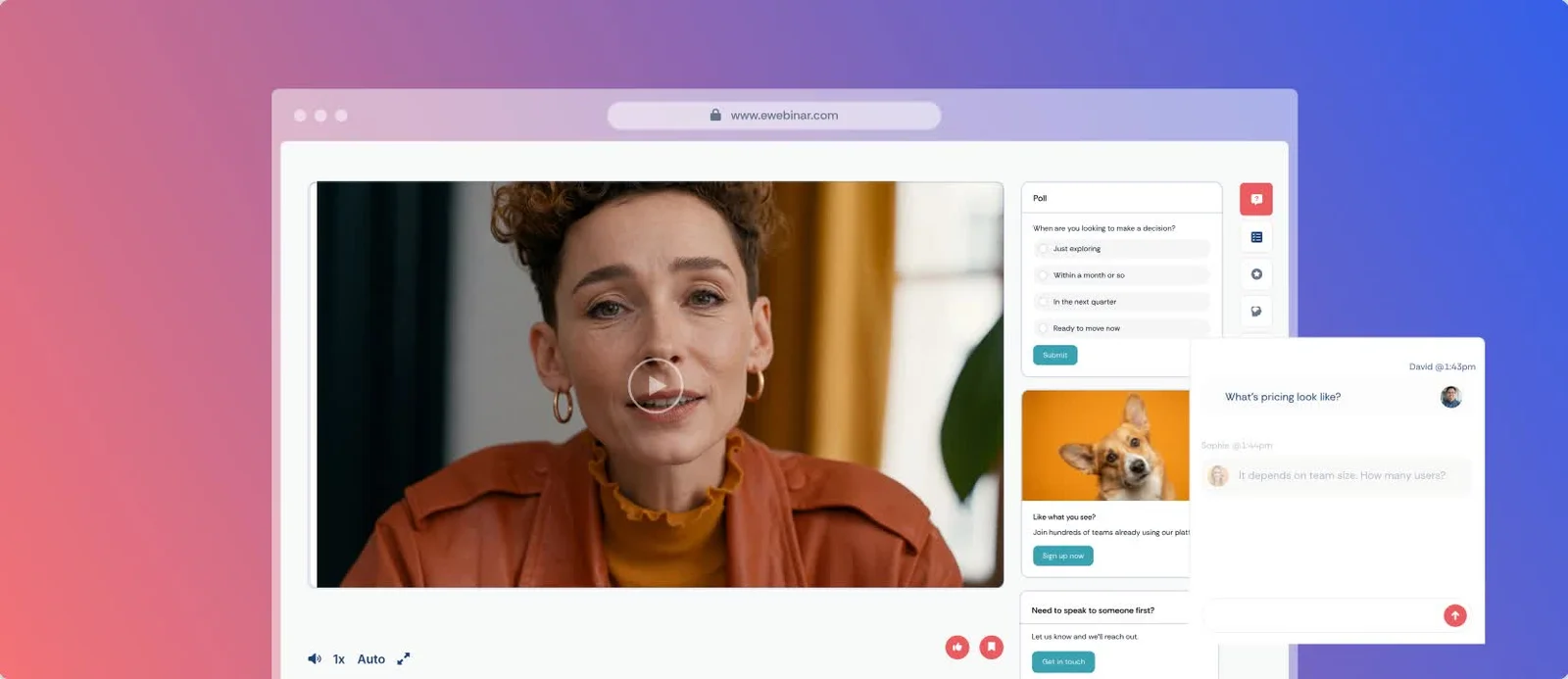 eWebinar sales companion interface preview