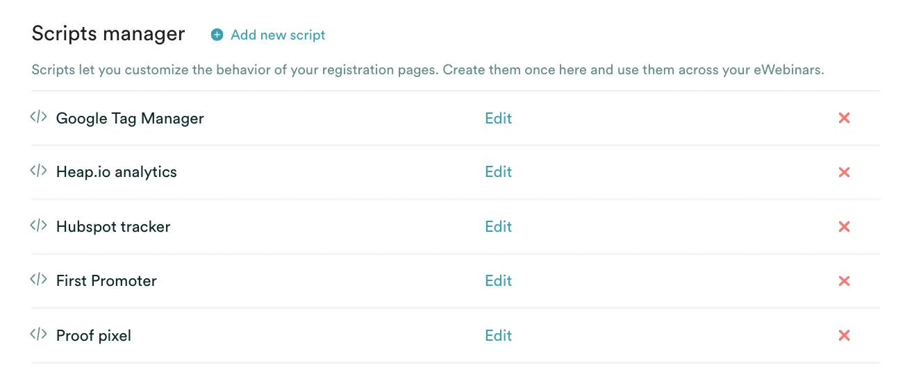 Scripts manager showing list of scripts