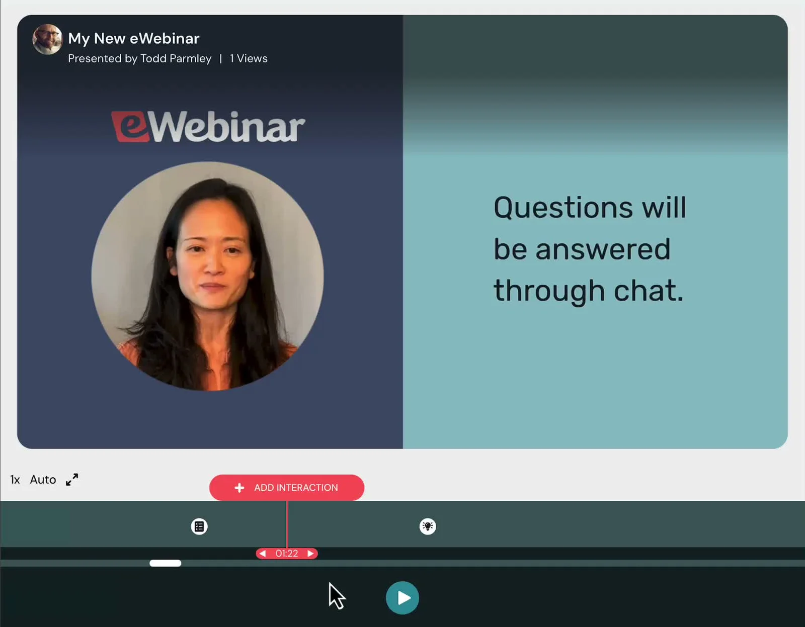 Placing interactions on the eWebinar timeline