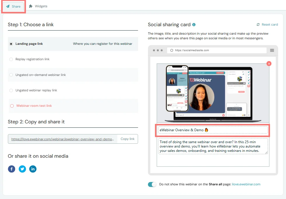 edit webinar title