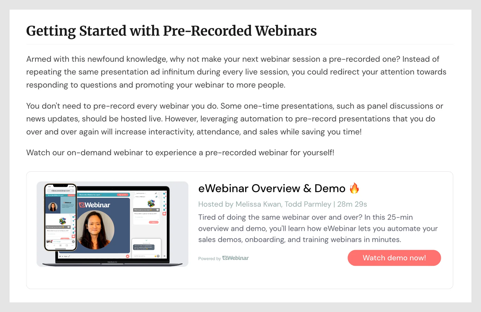 Blog post with card widget