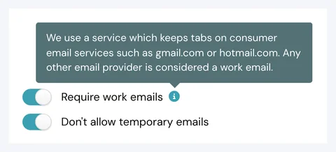Work and temporary email access controls