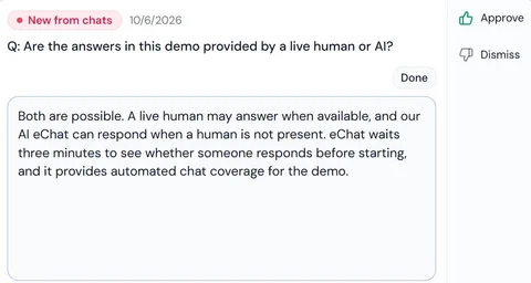 Screenshot of chat demo response about human and AI answers.
